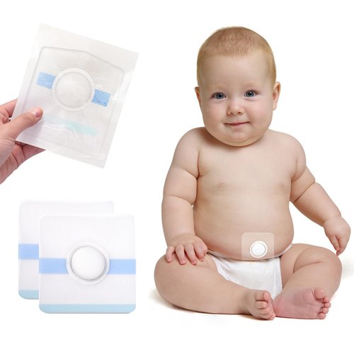 GRLEAYIE Baby Belly Navel Patches, Infant Umbilical Hernia Patch, Cotton Pads for Baby Belly Button Hernia, Paste Style,Skin Friendly,Breathable,10 Pcs (8 * 8cm)