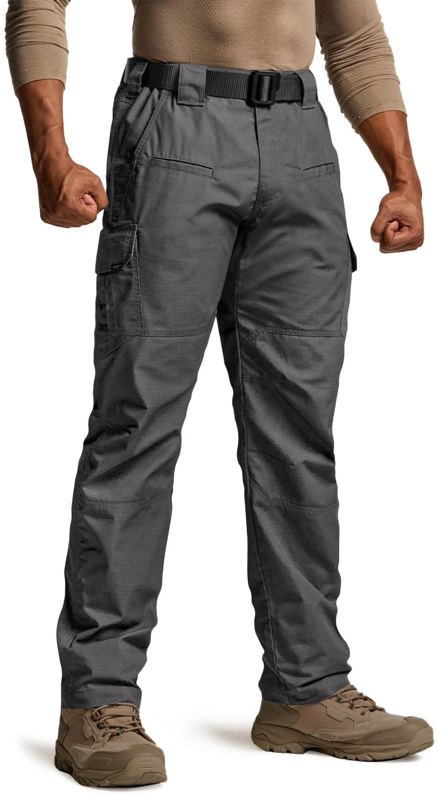CQR Men's Tactical Pants, Water Resistant Ripstop Cargo Pants, Lightweight EDC Work Hiking Pants, Outdoor Apparel, Raider Charcoal, 42W x 32L