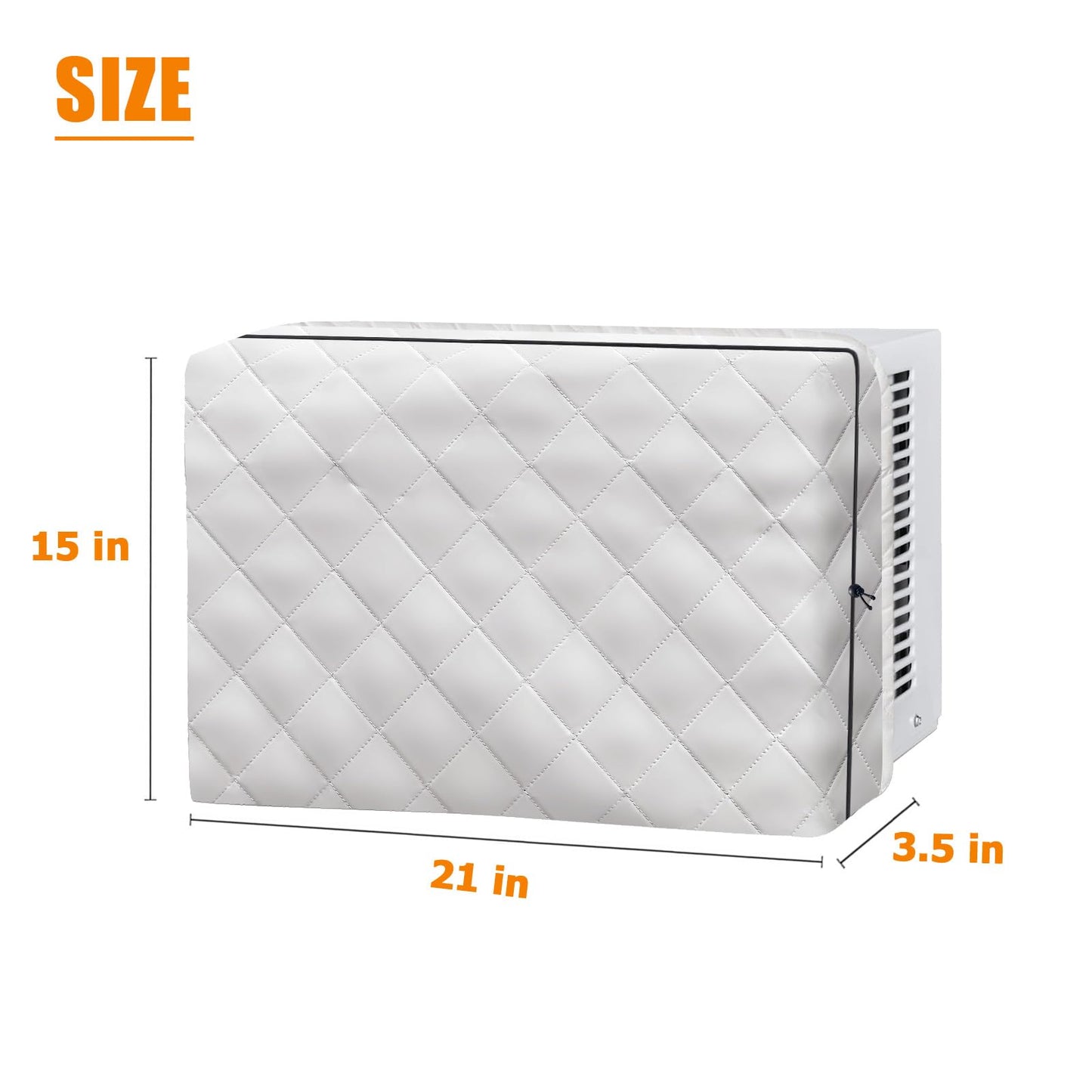 RUNZEG Indoor Air Conditioner Cover, 17Lx13Hx3.5D in Gray Window Winter Unit Cover Anti-Rust Adjustable for Window AC with Free Elastic Straps