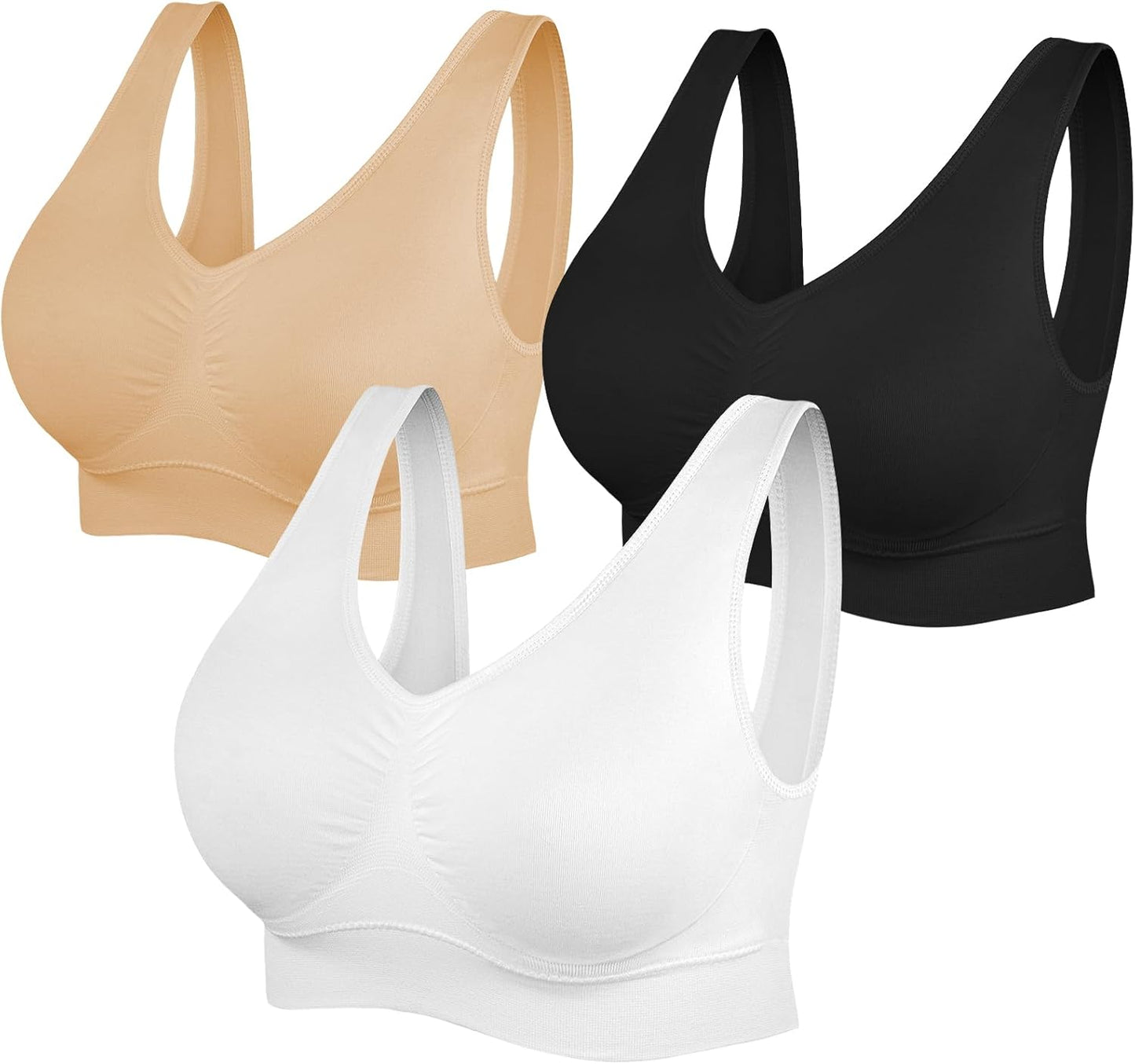 Skiennix Women's Sports Bras - Comfortable Seamless Stretchy Yoga Bra | 3-Pack Set
