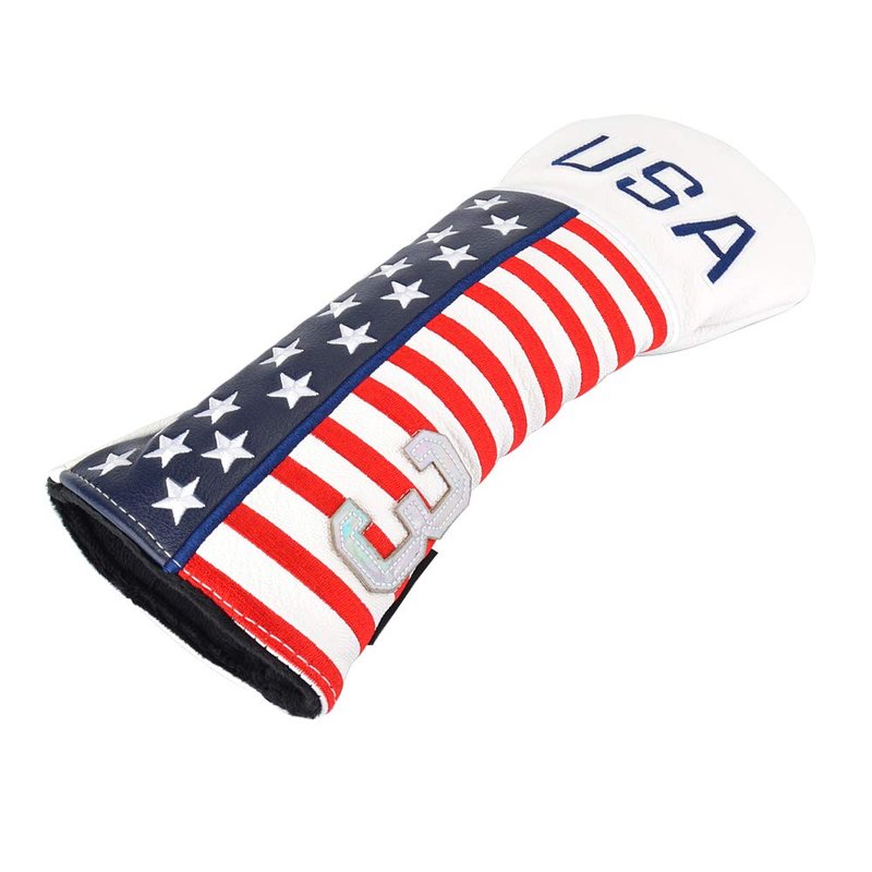 GOOACTION 1PC USA Golf Club Fairway Wood Head Cover with Creative Stars and Stripes American Flag Pattern Synthetic Leather Patriotic Golf Headcovers (Tag 3)