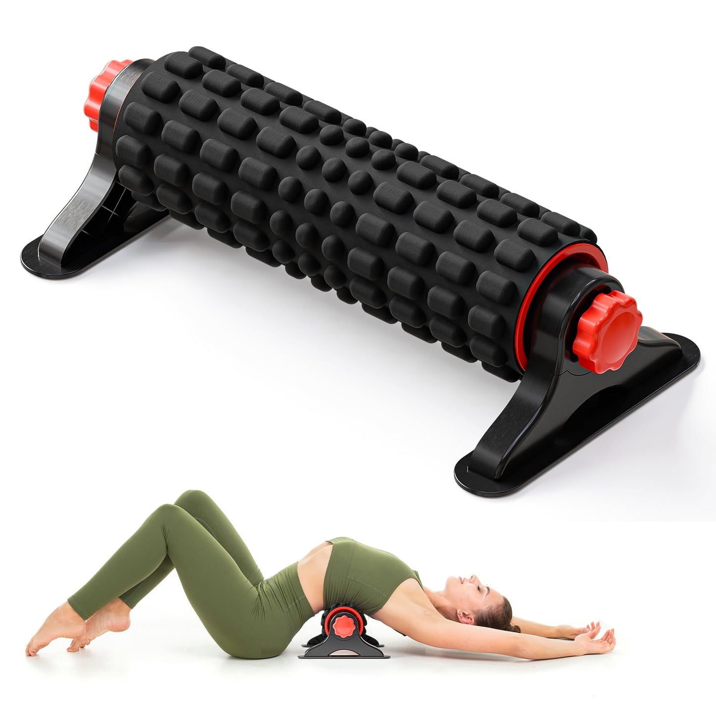 XL IT Band Firm Foam Roller with Resistance Holder - 17 inches - Exercise Roller for IT Band Issues, Deep Tissue Muscle Massage, Muscle and Back Roller for Fitness, Gym Equipment (Black)