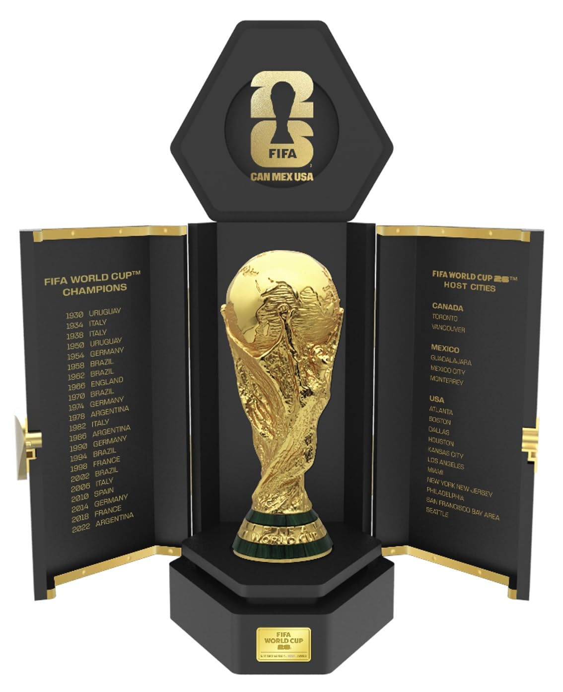 Officially Licensed FIFA World Cup 2026 Premium 260mm Trophy Replica – 24K Gold Plated Limited Edition (Only 2026 Made) – Individually Numbered with Luxury 3-Sided Leather Display Case