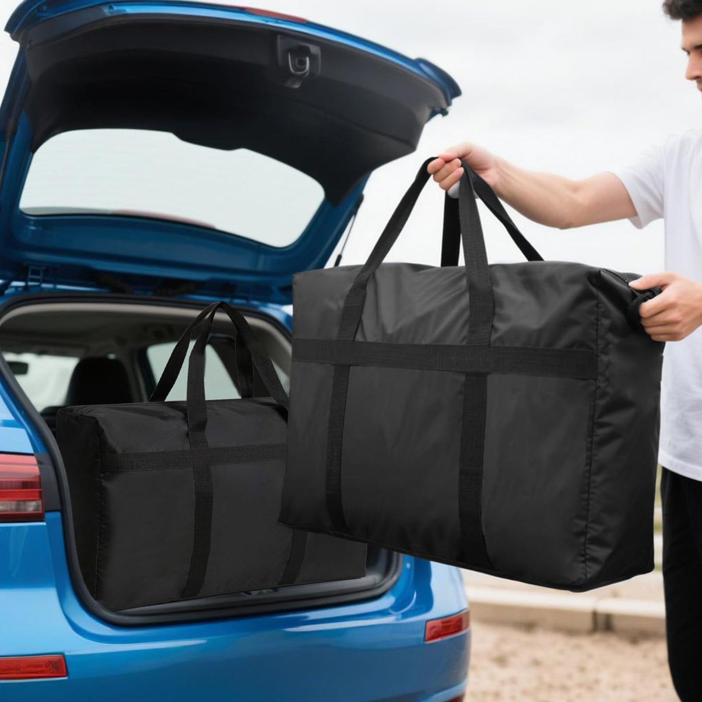 Kvoike Extra Large Moving Bags with Strong Zippers, Storage Bags with Carrying Handles, Duffle Bag Packing Bags for Moving, Storage, Travel and Camping, Storagebag Totes for Space Saving