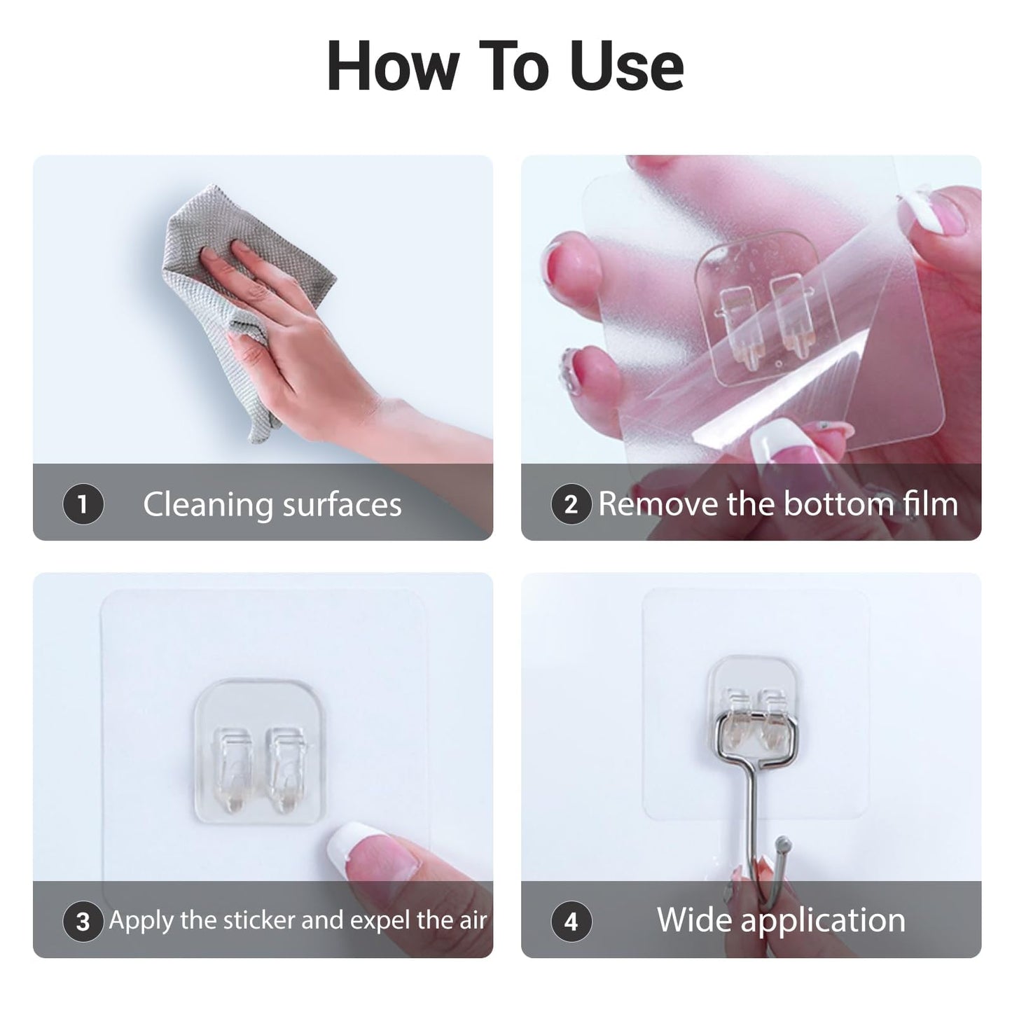 Adhesive Hooks for Hanging, Wall Hooks Self Adhesive Towel Coat Waterproof Transparent Hook for Bathroom Shower Kitchen Keys Door Outdoor Home Improvement Utility Hook 18 Pack Hold 40 lb(Max)