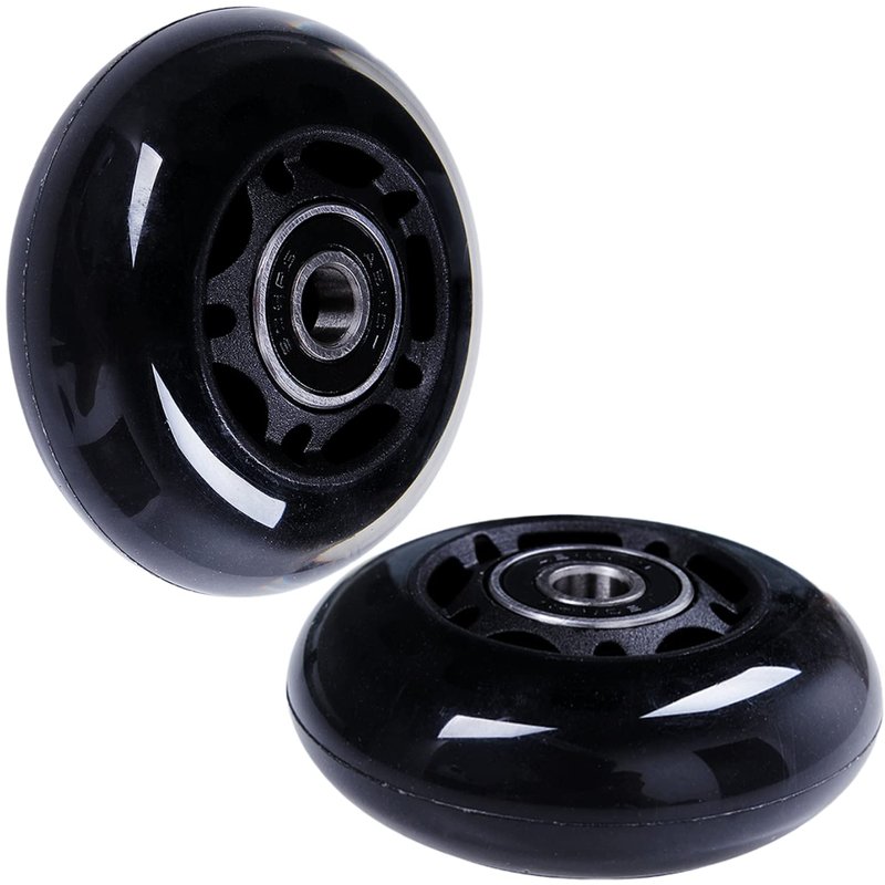 AOWISH 64mm Inline Skate Wheels 64mm x 24mm Roller Hockey Replacement Wheels w/Bearings for Roller Board Bag, Luggage Suitcase, Water Rower Seat, Steady Rest Wood Lathe (4-Pack) (Black)