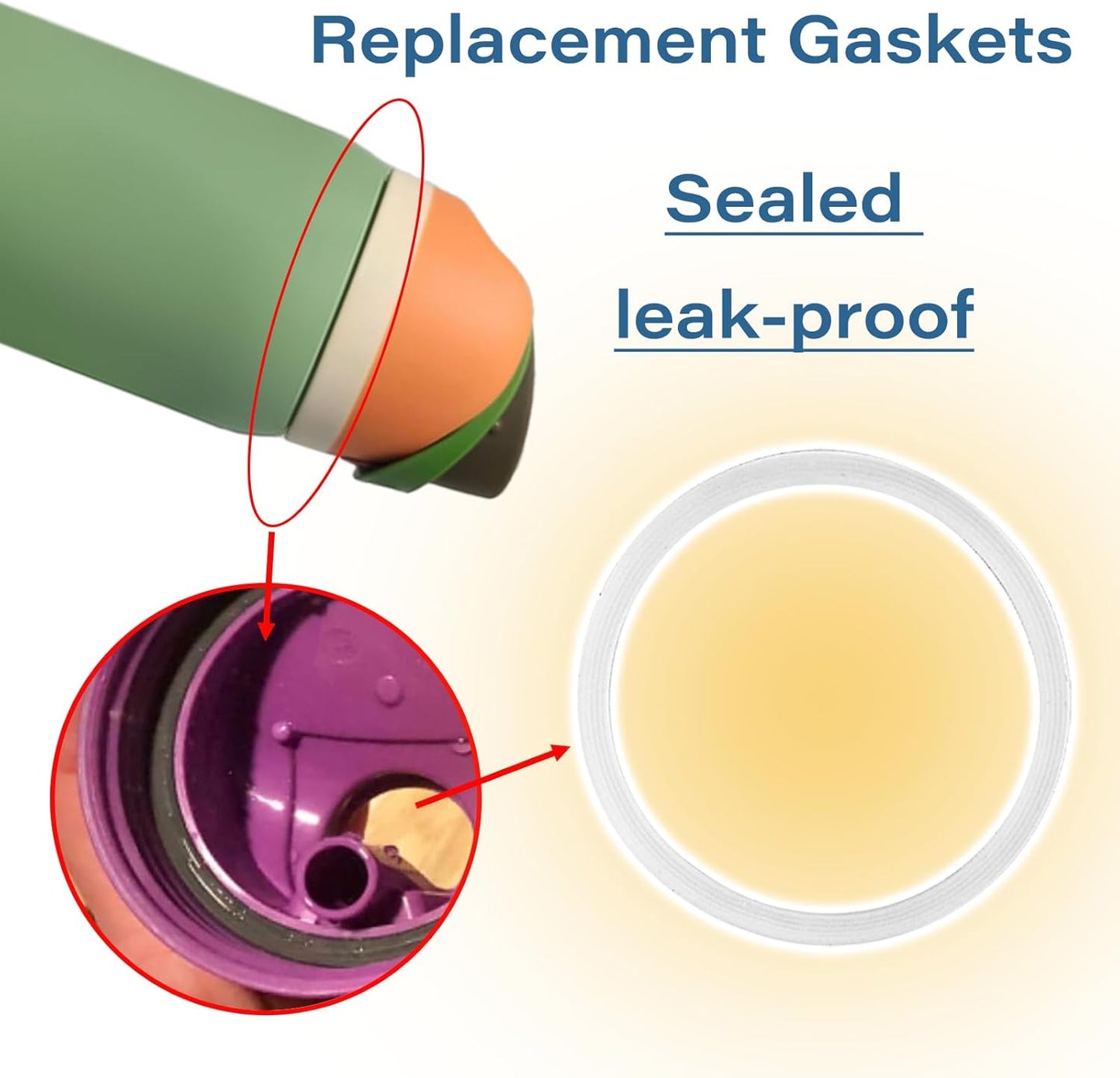 Owala | 6-Pack Water Bottle Gasket Replacement | Silicone Lid Seal O-Rings for 19/24/32/40oz Cups - Clear