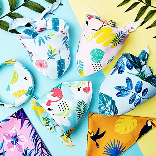 8 Pack Hawaiian Dog Bandanas - Adjustable Triangle Bibs for Summer