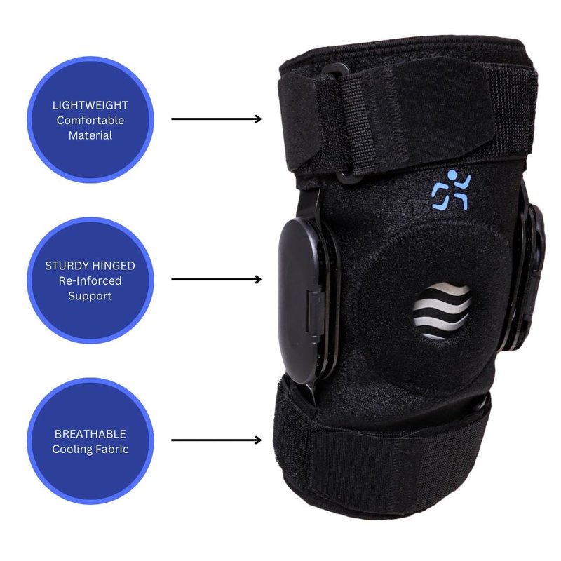 Physiohab BioBrace™ Hinged Knee Brace with Far Infrared Bio-Ceramic Material – Stabilizing Knee Support with Swappable Hinges & Hot/Cold Gel Pack – Knee Brace for ACL, MCL, Meniscus Support & Recovery (Large)
