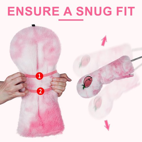 Craftsman Golf Club Cover Peach Pink Driver Headcover Funny Driver Head Cover Tie-Dye Plush Fuzzy Golf Club Cover for Women Golf Gift for Female Golfers