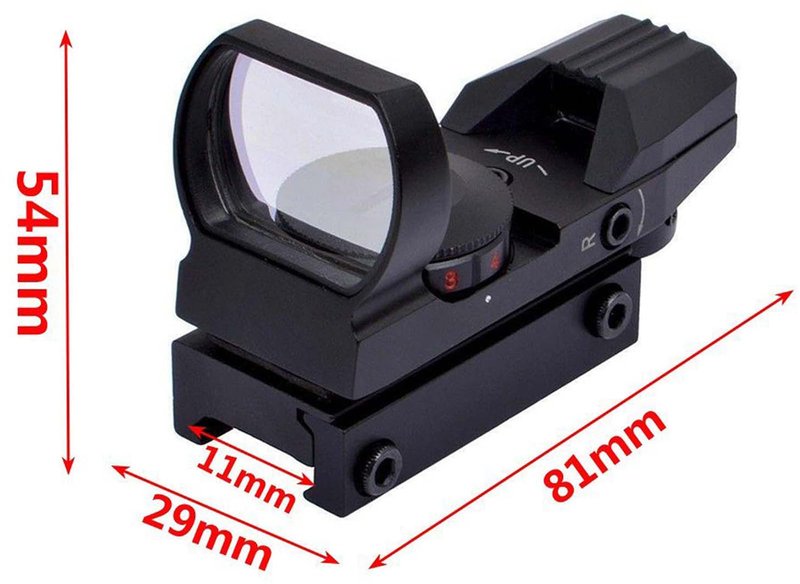 MAYMOC Red and Green Reflex Sight with 4 Reticles, 3/8" Dovetail Mount for Airgun Airsoft 11mm Rail and .22 RF