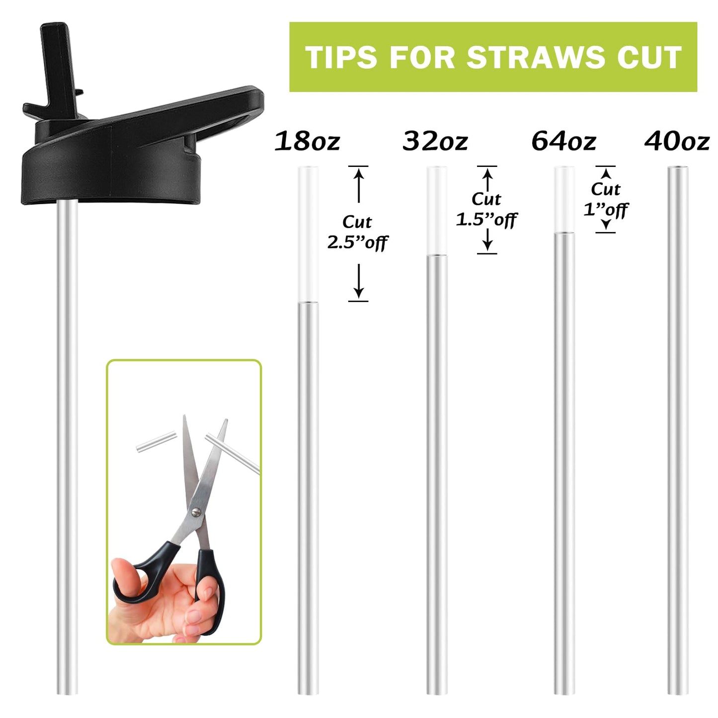 XccMe Straw Lid for Hydro Flask Wide Mouth,4Pack Replacement Lids with Straws for Wide Mouth 12,16,18,22,32,40,64oz Water Bottles,Sport Bottle Lids Accessories with Handle (Black