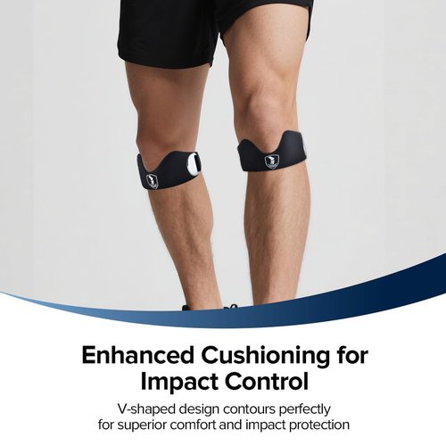 Patellar tendon support strap2 Pack, helps protect knee support for hiking, soccer, basketball, running, jumping, tennis, cycling ,Volleyball and squats， providing additional support during exercise black