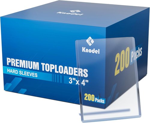 K KNODEL Card Sleeves - 3" x 4" Hard Plastic Protectors for Baseball & Football Cards (200 Count)