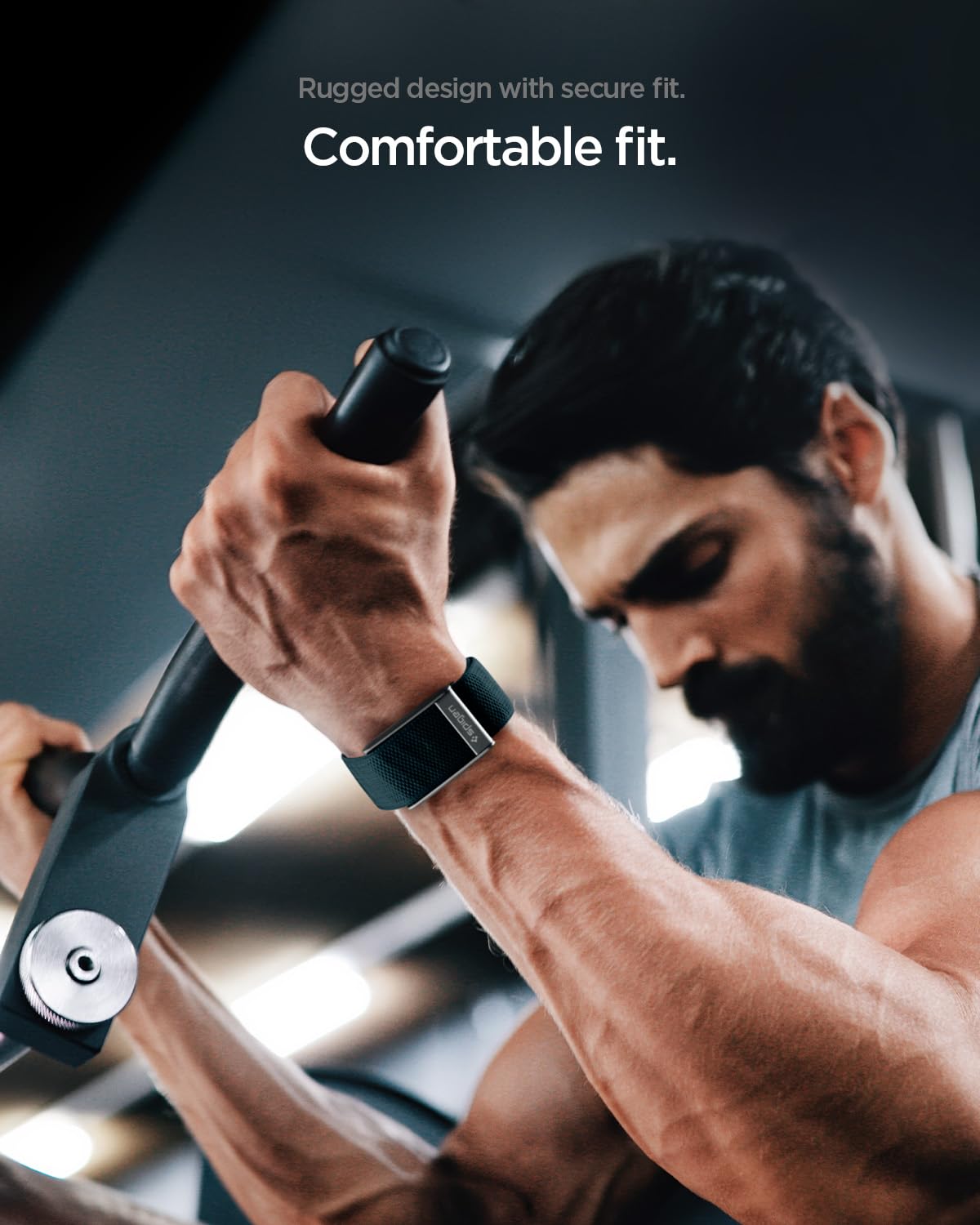 Spigen for WHOOP Band, WBF3 Compatible with WHOOP 5.0 Strap Breathable Nylon Replacement Wristband with Secure Fit for Fitness & Training - Black