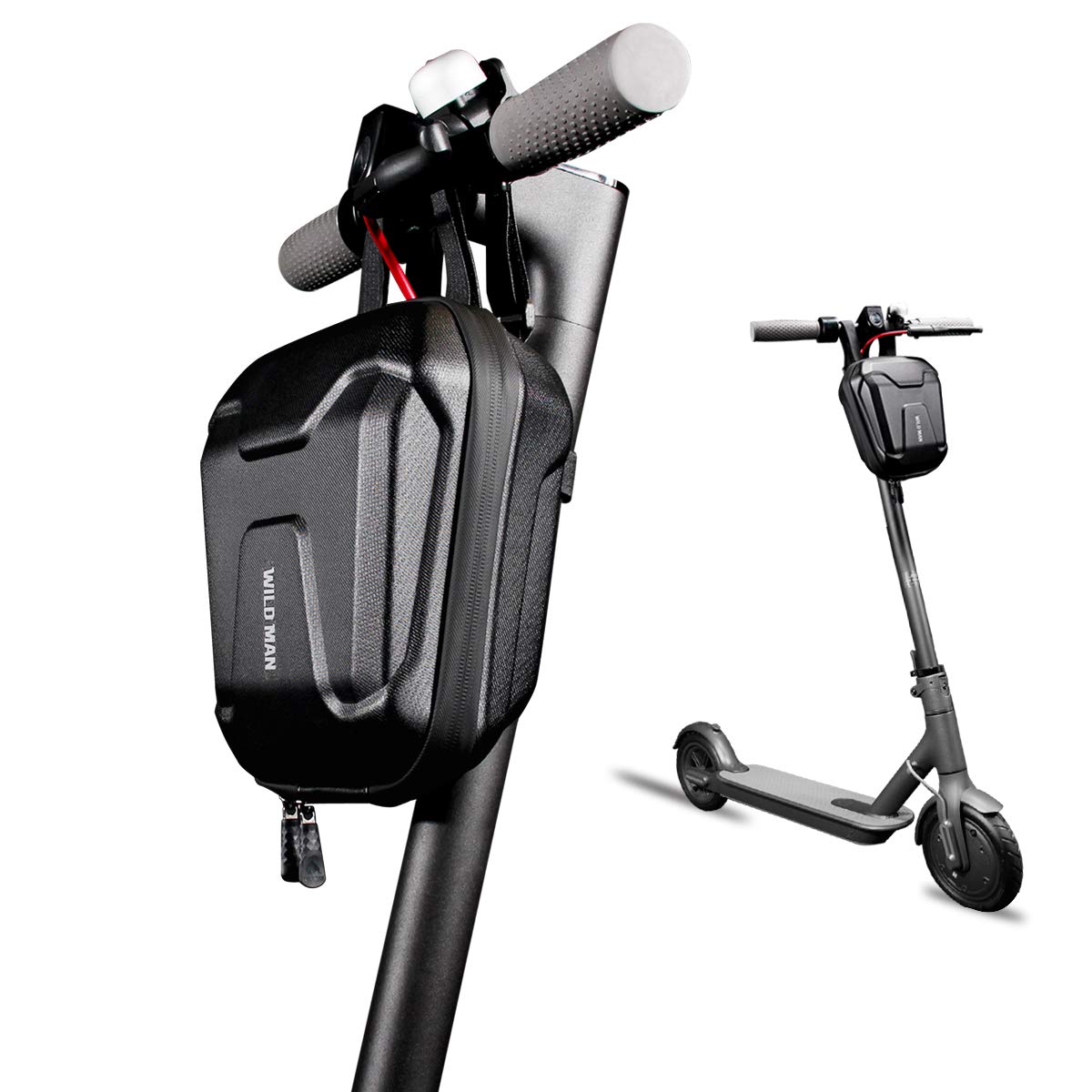 MOZOWO Scooter Storage Bag, Rainproof Electric Scooter Handlebar Bag, Hard Shell Front Bag Fit for Carrying Charger Tools, Repair Tools, 2.5L Large Capacity for Kick Scooters Folding Bikes