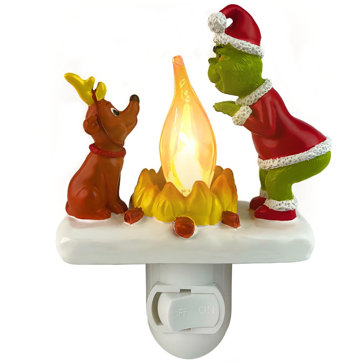 HFZCZW 2025 Christmas Night Light, Christmas Green Monster Campfire Nightlight, Eve Campfire Flickering Night Light Gifts for Family, Plug-in
