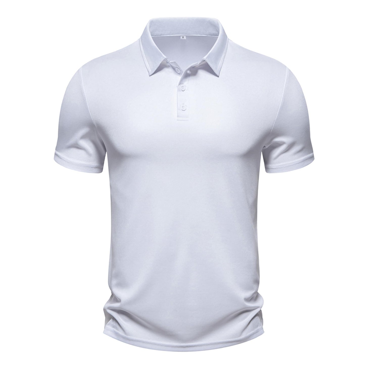 Men's Polo Shirts Summer Short Sleeve Golf Shirt for Men 3 Button Collar T-Shirt Dry Fit Casual Work Athletic Tee Shirts (White, L)