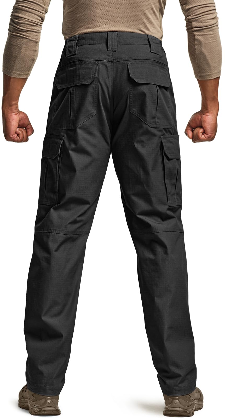 CQR Men's Tactical Pants, Water Resistant Ripstop Cargo Pants, Lightweight EDC Work Hiking Pants, Outdoor Apparel, Raider Black, 34W x 34L