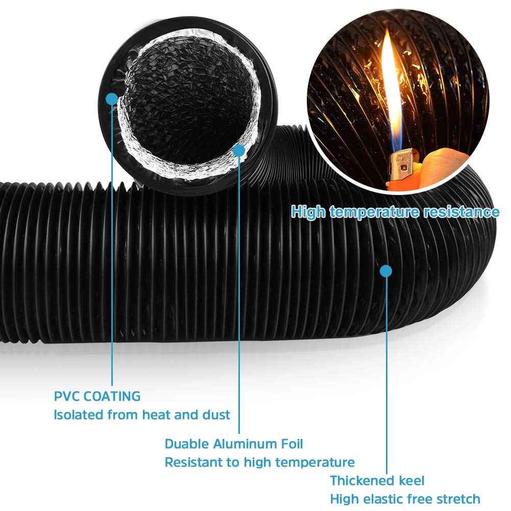 YIJUHOU 4 Inch 25FT Dryer Vent Hose, Non-Insulated Air Duct for Exhaust Fan Grow Tent, with 2 Clamps