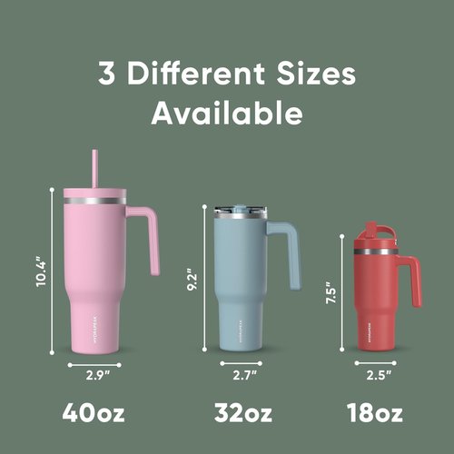 Hydrapeak Voyager 40 Oz Stainless Steel Tumbler - Insulated Water Bottle with Handle & Straw | Sage Color