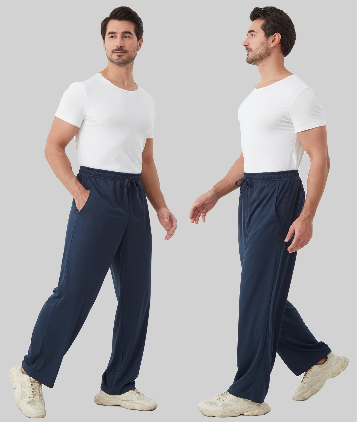 DWUGD’L Men's 3-Pack Lightweight Loose Fit Joggers with Pockets, Breathable Mesh Athletic Sweatpants for Training, Gym & Casual(Set 3: L)