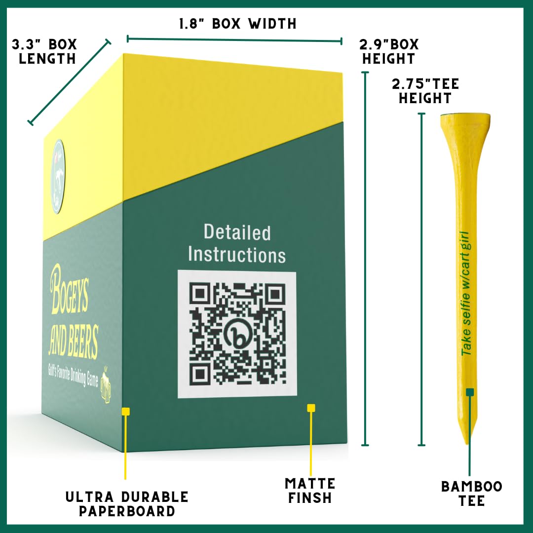 Bogeys and Beers | Golf Tees with a Twist | Play While You Golf | Fun Interactive On-Course Golf Tee Based Drinking Game | Perfect Golf Gift | Bachelor Party Novelty