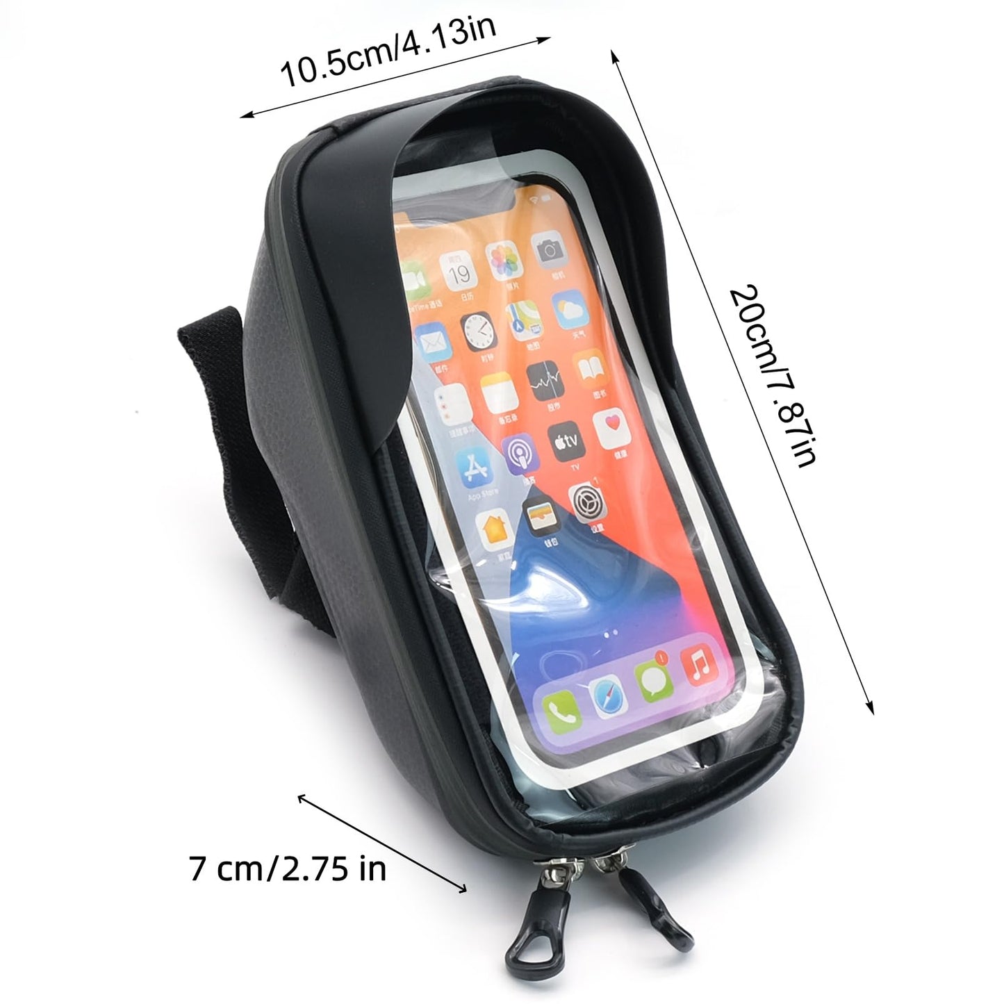 JLNGTHONG Bike Phone Holder, Bicycle Front Frame Handlebar Bag EVA Hard Shell Waterproof Bike Accessories with Touch-Screen and Rain Cover for Phones under 6.9''