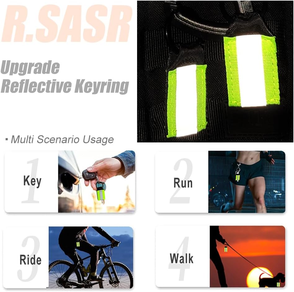 Skiennix 6 Pack Extra Reflective Hook Fasteners - Enhanced Safety | Green Color
