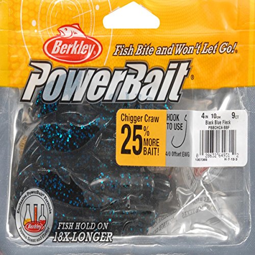 PowerBait Chigger Craw - Black Blue Fleck, 4" (9 Count)
