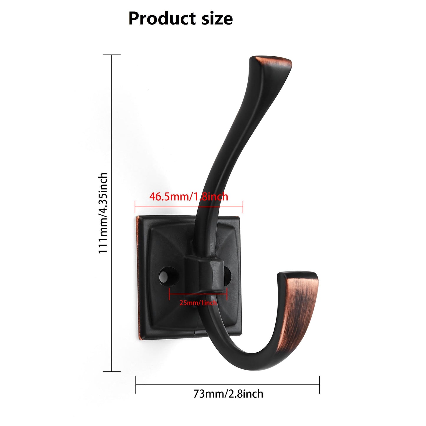 CABDM 2 Pack Decorative Heavy Duty Towel Hooks for Hanging Robe Double Oil Rubbed Bronze Coat Hooks Wall Mounted with Screws for Key, Towel, Bags, Cup, Hat