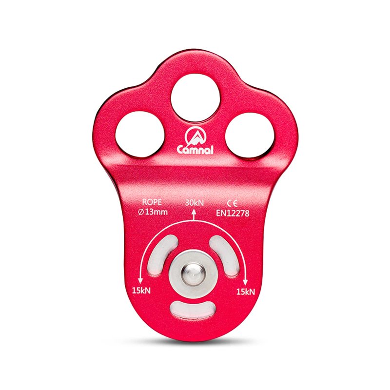 CAMNAL Climbing Pulley 3 Hole Climbing Pulley Stable Traction Climbing Pulley Device Zipline System Pulley, Suit for Tree Work, Rope Climbing and More, Red