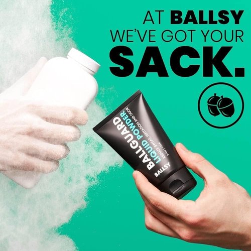 Ballsy Groin Deodorant for Men, Ballguard, Anti-Chafing, Anti-Itch Groin Cream, Quick Drying Liquid Powder, Protects from Sweat, Odor, and Irritation 3.4 oz (2 Pack)