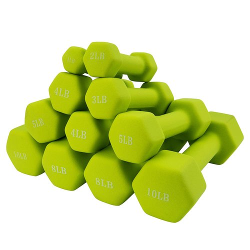Saorzon Dumbbells Set of 2 Exercise Fitness Dumbbell for Home Gym Free Weights Hand Hex Dumb Bells Green 5LB