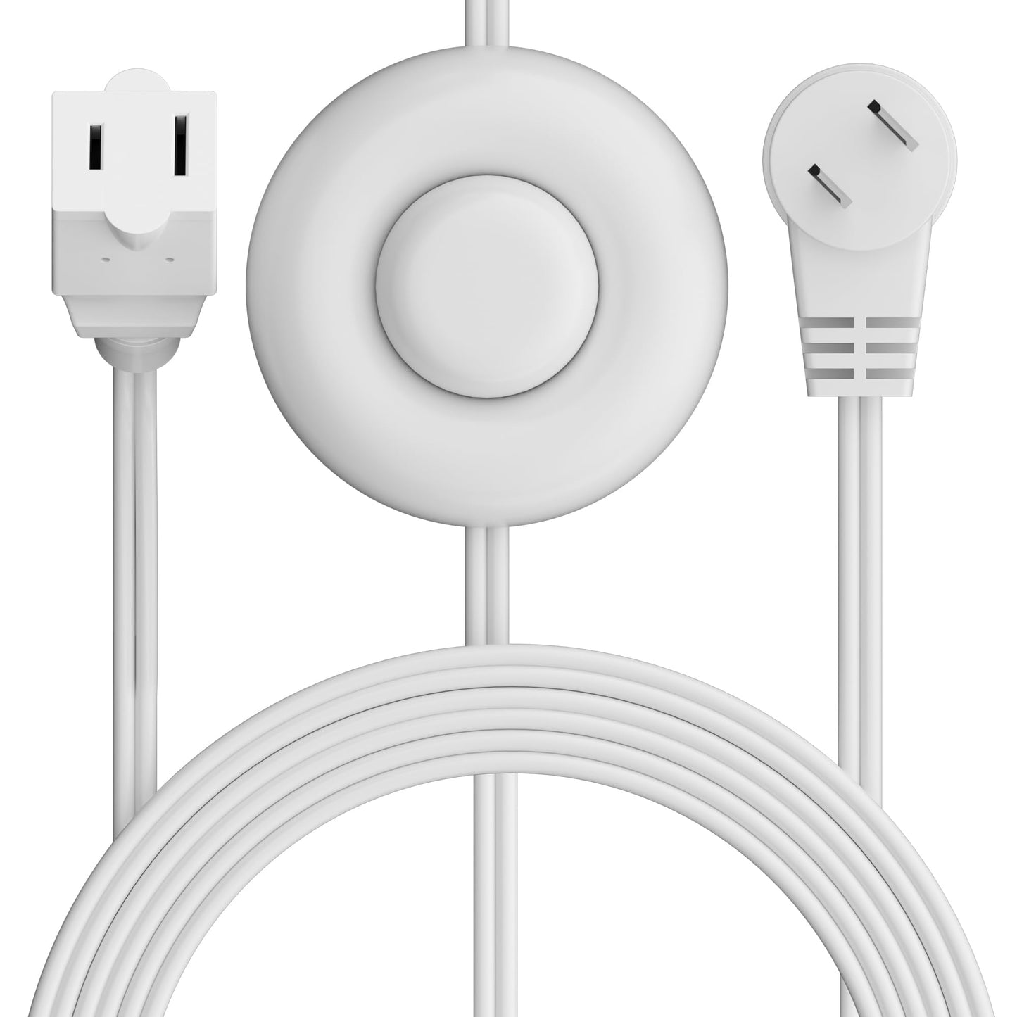 2 Prong Polarized Flat Plug Extension Cord 6 FT with Foot Switch for Floor Lamp NEMA 1-15 125V 6A Pedal On/Off Inline Push Switch Step On Power Cord for Holiday Christmas Light Tool Appliance-White