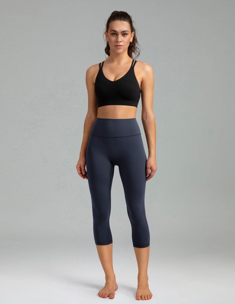 Colorfulkoala Dreamlux No Front Seam Leggings for Women High Waisted Capris 21" Inseam Yoga Pants (Blue Ink, M)