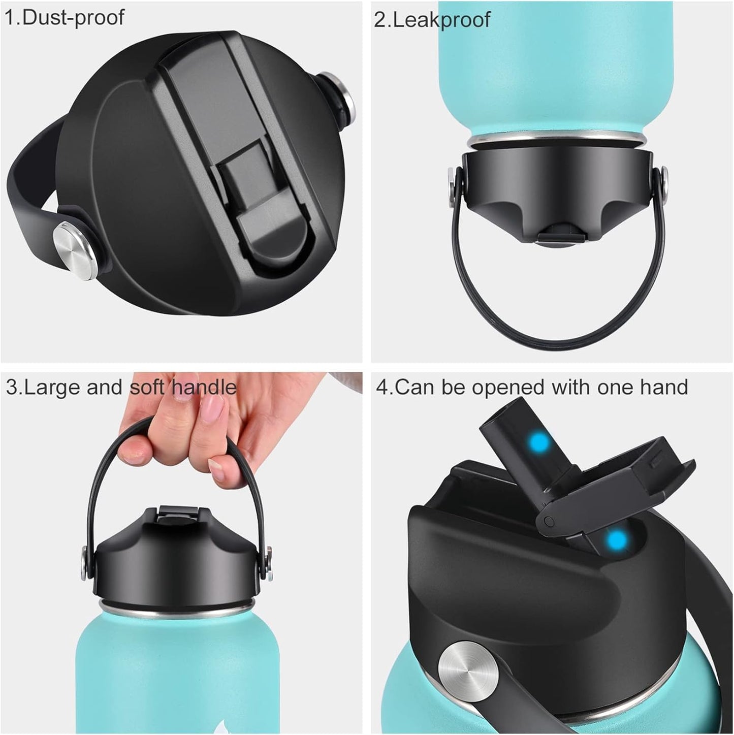 SENDESTAR Straw Lid for Hydroflask Wide Mouth Water Bottle with 12,16,18,20,24,32,40,64 oz, Auto Flip Straw Top Cap fit Most Wide Mouth Bottles, Sports Cap Water Bottle Accessories Top Replacement