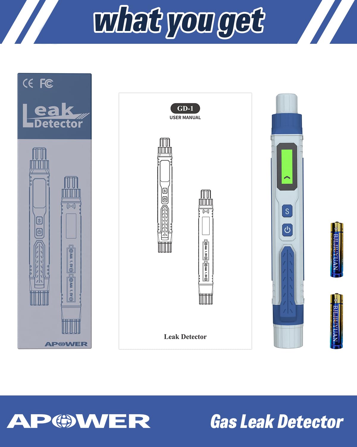 APOWER Natural Gas Leak Detector with Audible & Visual Alarm, Portable Propane Sniffer to Locate Combustible Sources Like Methane Propane Home Travel