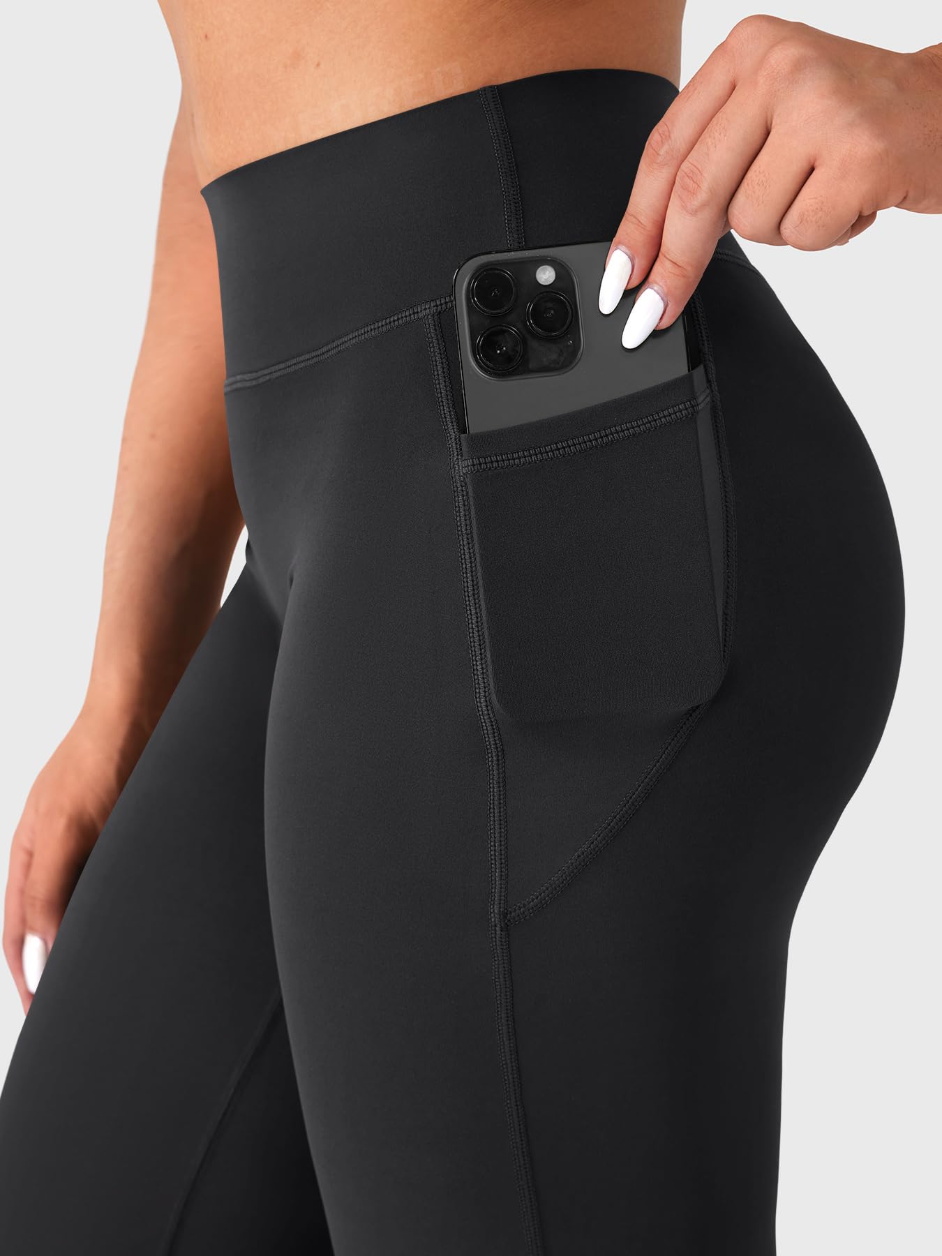 YEOREO Ease Workout Straight Leggings with Pockets Gym Yoga Pants Black L