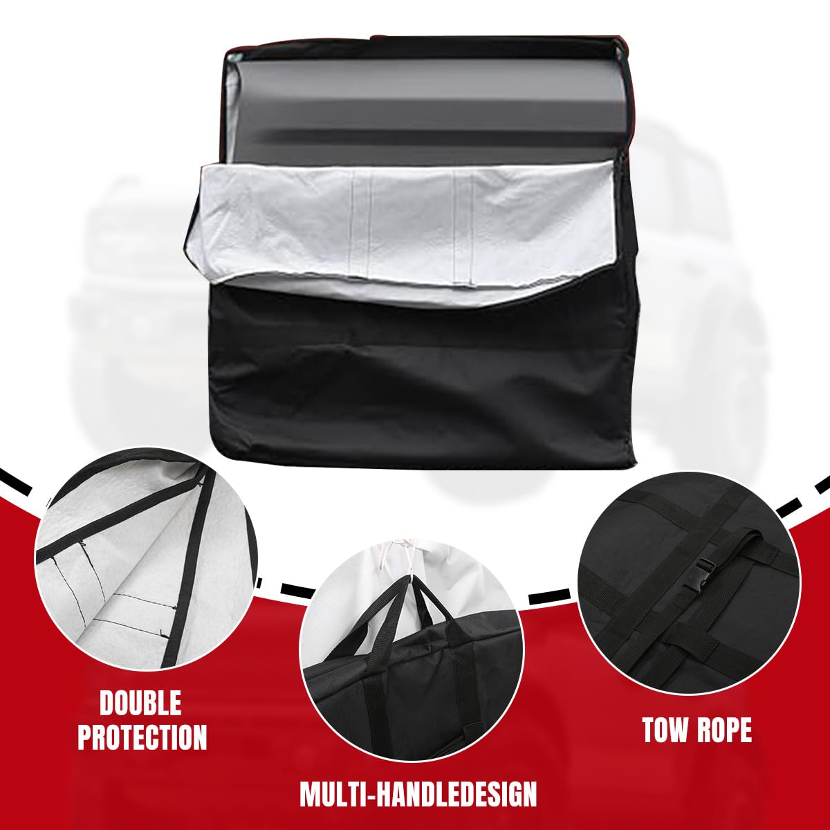 Hard Top Storage Bag Compatible with Bronco2023 2022 2021, Roof Panel Over First Row Seat fit Bronco Accessories 2/4-Door, Multi-Layer, Off-Roading