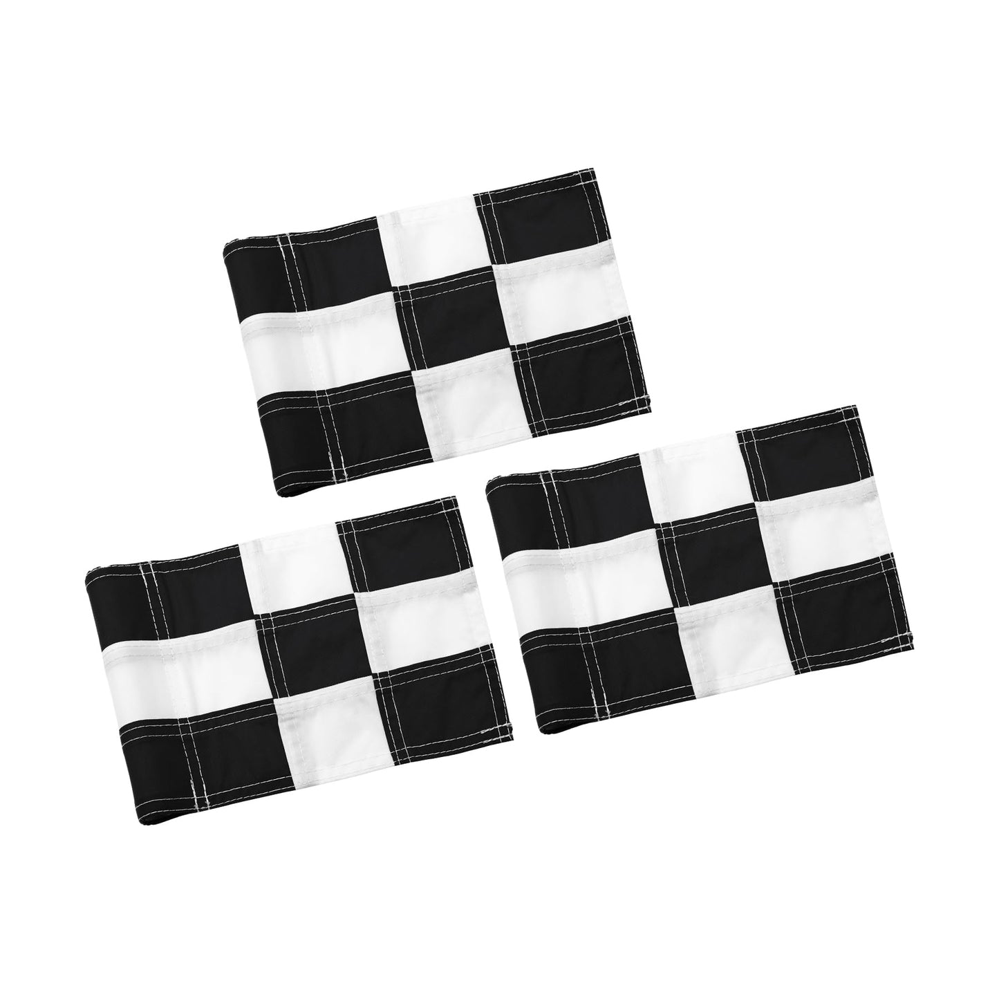 KINGTOP Checkered Golf Flag 8x6 Inch – Black/White Check, 420D Nylon, Tube Inserted – Mini Practice Putting Green Flags for Yard, 3-Pack