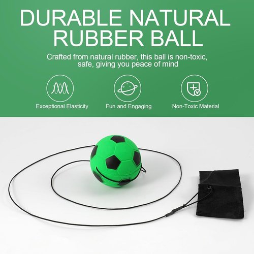 Green Wrist Return Ball of String, 2.36 Inch Rubber Rebound Foam Sports Wrist Balls with Wrists Strap, Bounce Back Ball on String, Elastic Rubber Wrists Sports Return Balls for Adults Teens