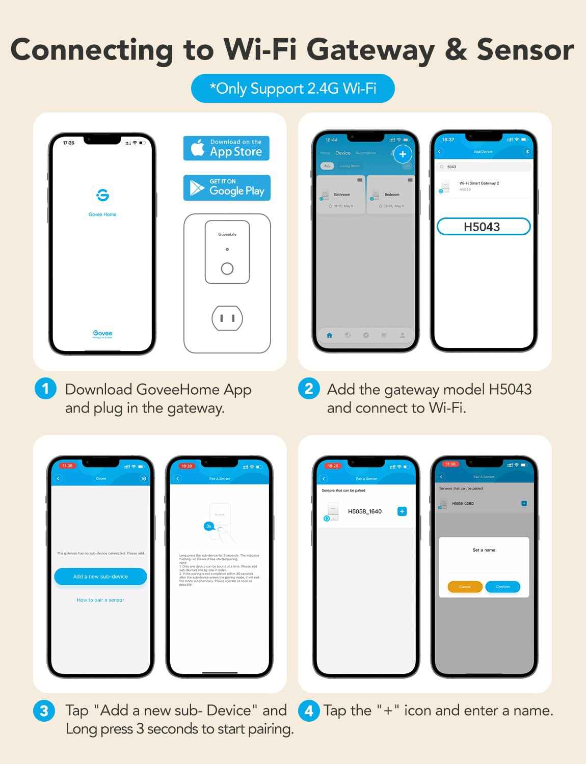 GoveeLife Premium Smart Water Leak Detector 2 with 1968ft Ultra-Long Range, WiFi Water Sensor with SMS/Email/APP Push and Sound Alarm, 5-Year Battery Life, Suitable for Home, Basement, Kitchen, 4 Pack