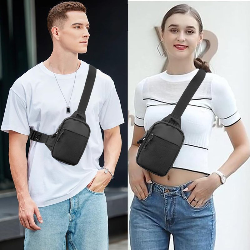 Vpoofree Mini Anti Theft Sling Bag for Men and Women, Small Crossbody Sling Backpack Fanny Pack Chest Bag for Travel Sport Running Hiking
