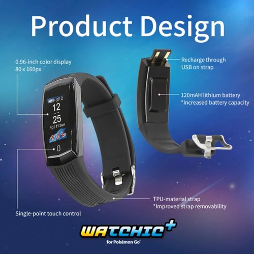 Mcbazel Brook Pocket Auto Catch Watchic Plus for Poke Go - Auto Collecting/Vibration Feedback/Waterproof - Black
