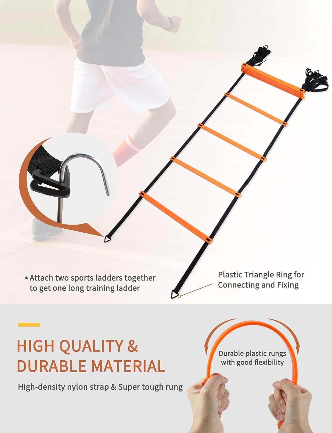 YISSVIC Agility Ladder - 20 Feet with 12 Adjustable Rungs & Accessories for Speed Training | Includes Carry Bag, Cones & Stakes