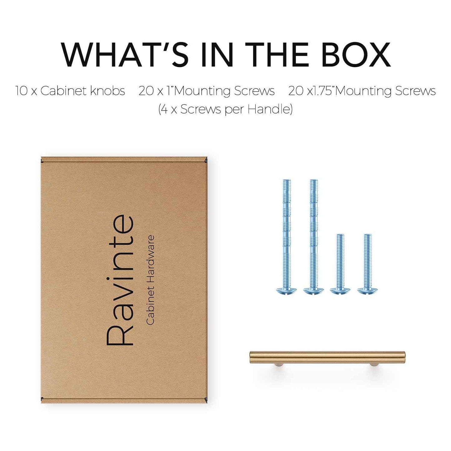 Ravinte 10 Pack Kitchen Cabinet Handles Champagne Bronze 3-3/4 Inch Hole Center Stainless Steel Pulls for Dresser Drawer Cupboard Handles with Screwdriver, 6 Inch Length