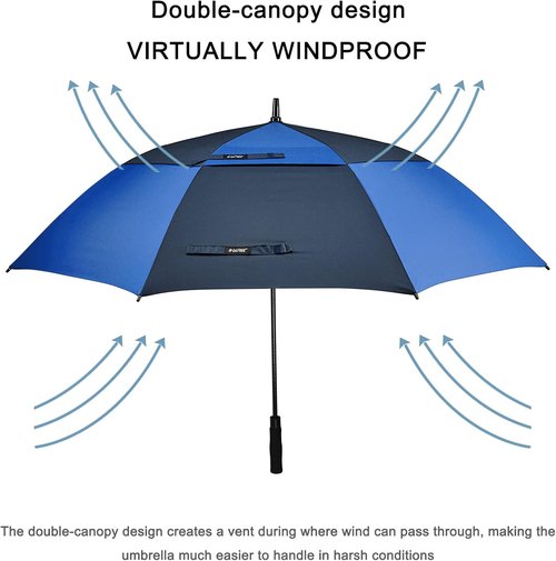 G4Free Automatic Open Golf Umbrella - Oversized Double Canopy, Windproof & Waterproof | 47-72 Inch