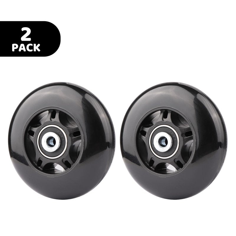 Gladder Luggage Suitcase Replacement Wheels Silent PU Caster Inline Wheels w/ABEC7 608-2RS Bearings 6mm Axles Washer Universal Repair Kit (76x24mm)
