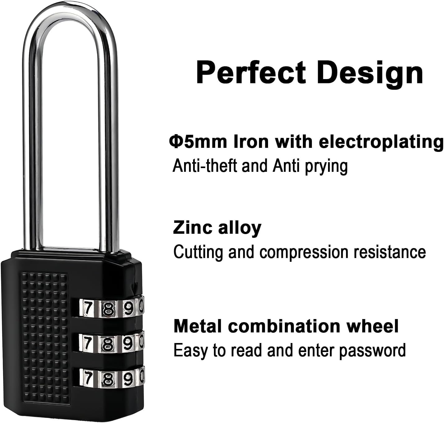 3 Digit Small Combination Locker Lock, 2.2 in Long Shackle Padlock Combination, Resettable Luggage Locks, Combo Gym Locker Suitcase Gate Pad Lock (3Pack, Black)